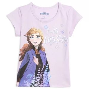 EUC Disney Frozen Anna Little Girls Graphic T-Shirt Purple Size 6/6X